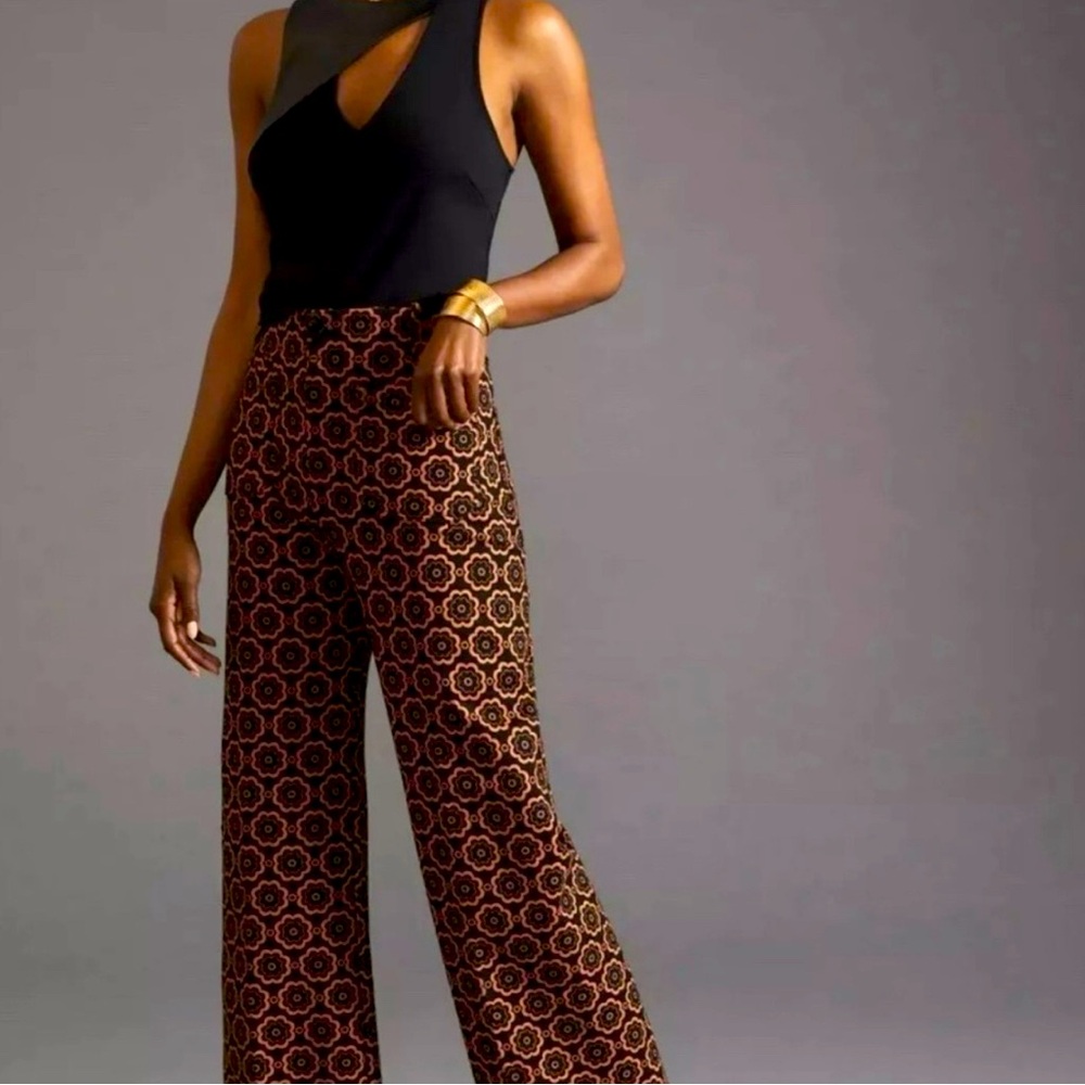 Maeve the Colette knit floral wide leg pants